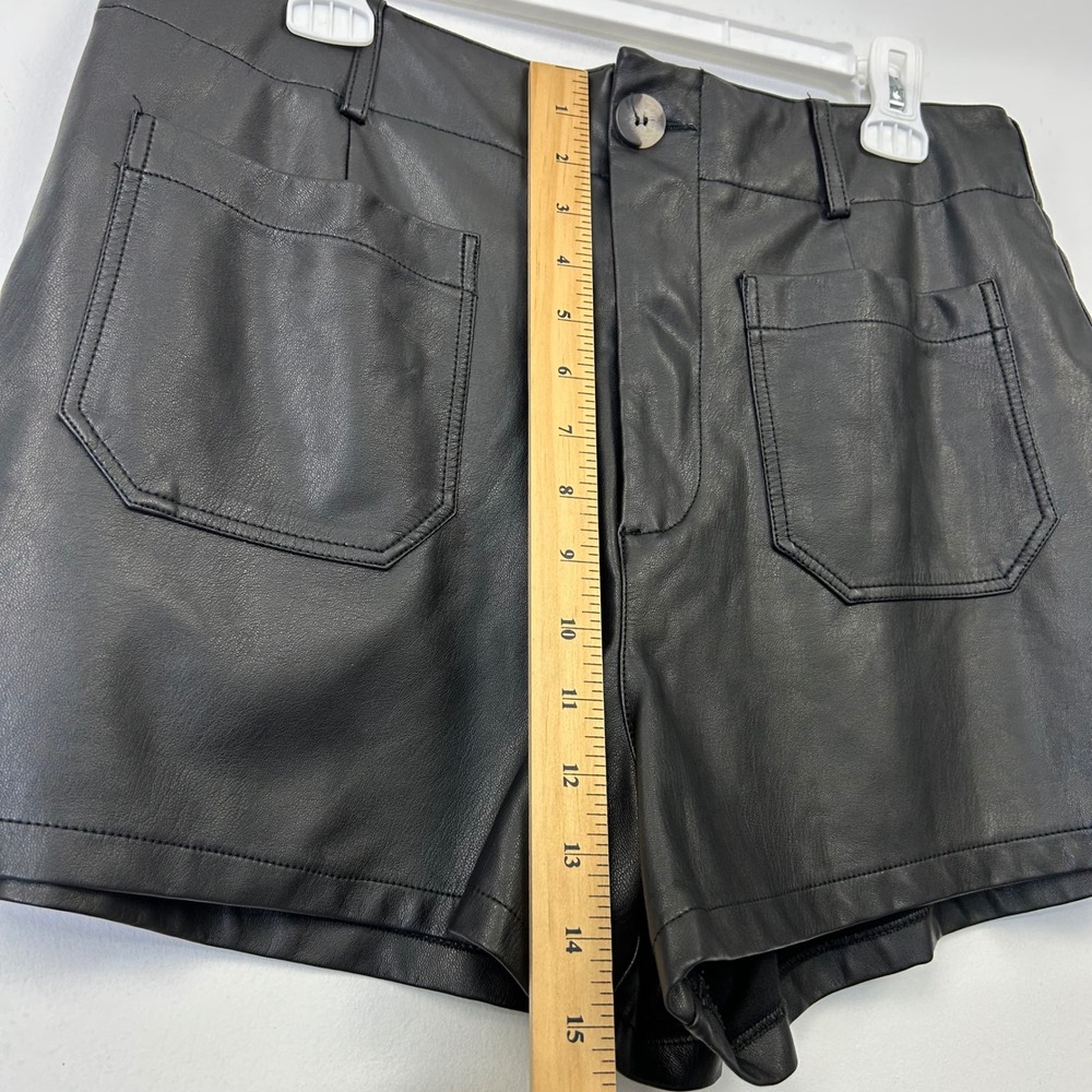 Anthropologie Maeve Colette Faux Leather High Rise Shorts Womens 33 Black - Picture 4 of 10